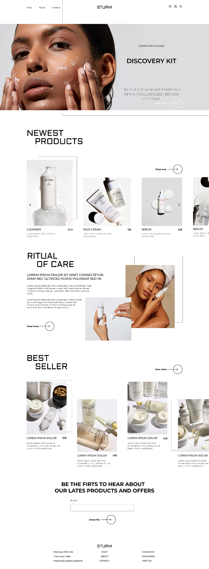 Sturm landing page — full homepage