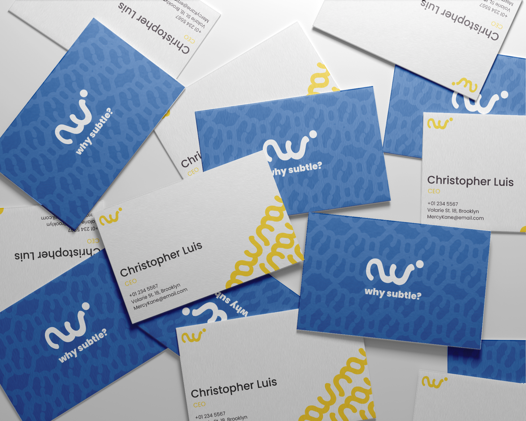 Why Subtle? business cards mockup